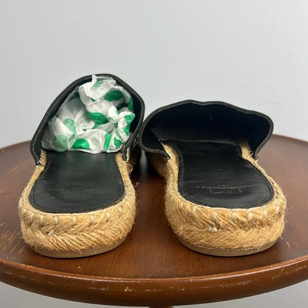 Marc Fisher LTD Emilie2 striped mule espadrilles black and white size 7